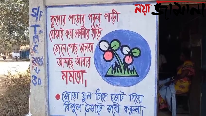 দেওয়ালে ভোটের ঢাক! রঙের লড়াইয়ে উত্তপ্ত ওন্দা বিধানসভা